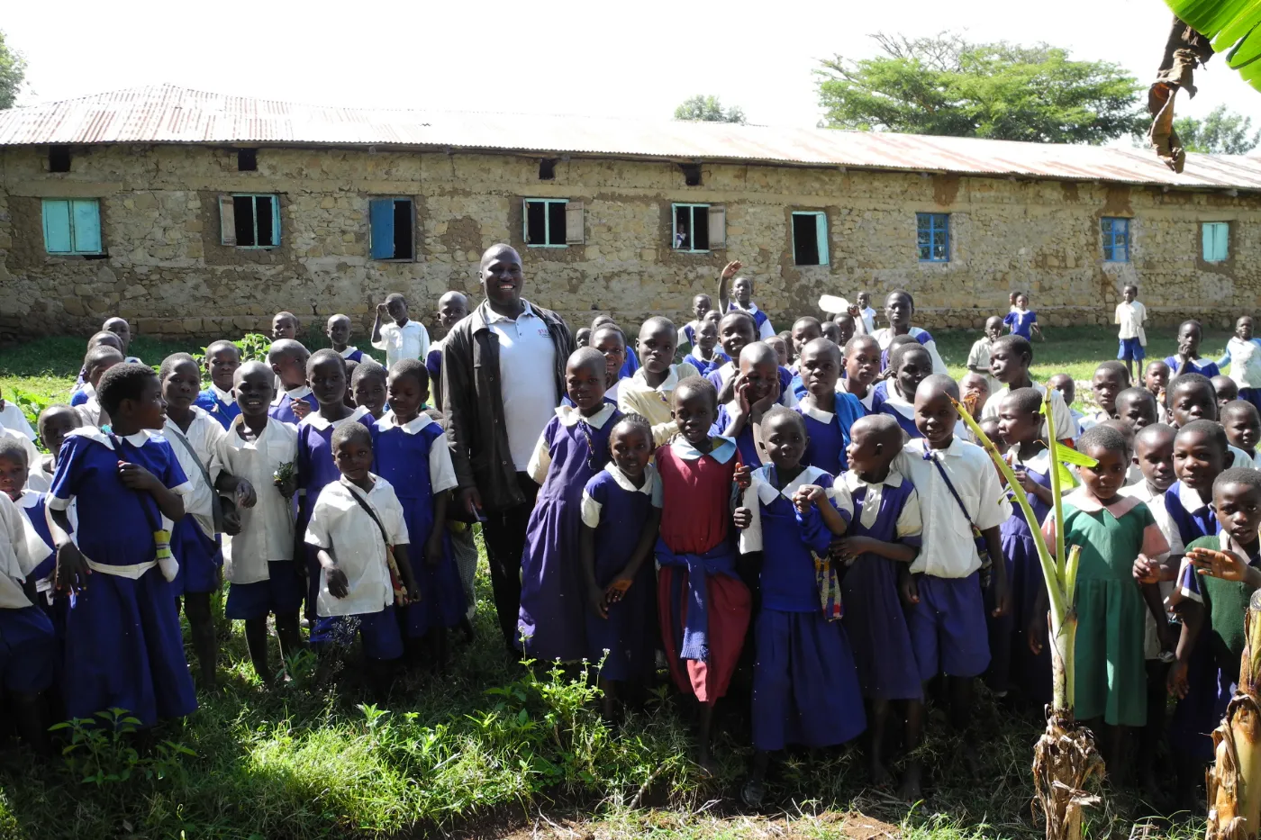 Pupils gathered outside Kakichuma Primary School