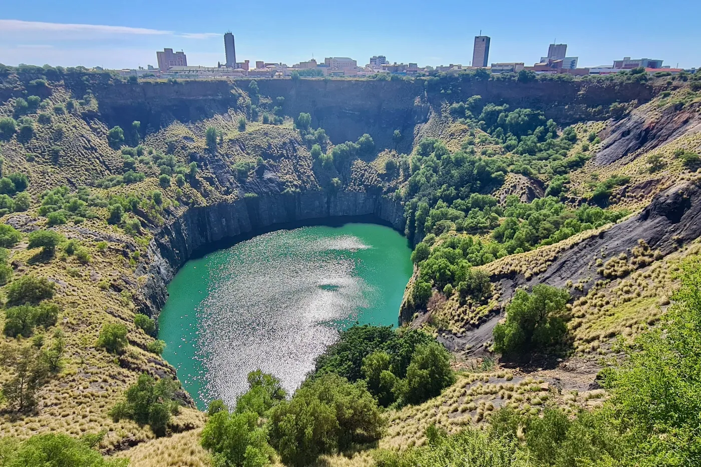 The Big Hole, a flooded former diamond mine, in Kimberley, South Africa